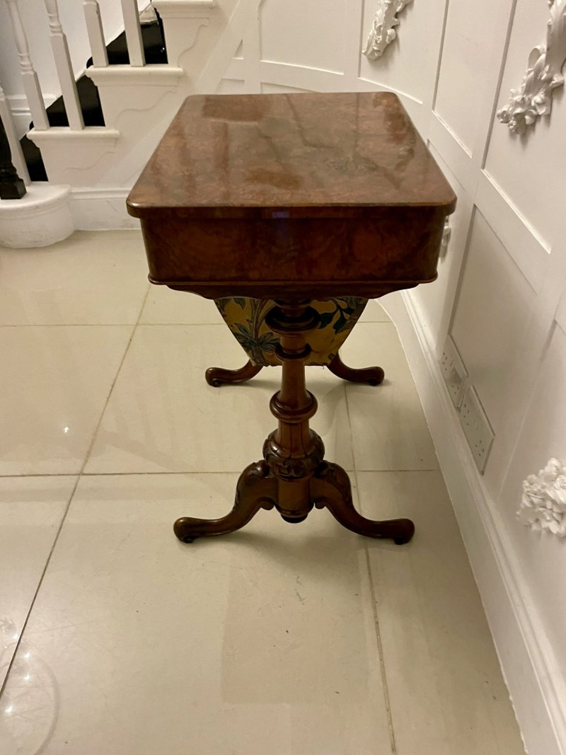 Antique Victorian Quality Burr Walnut Freestanding Sewing/Lamp Table - Image 10